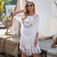 Robe blanche longue macramé