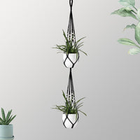 Suspension double macramé noir