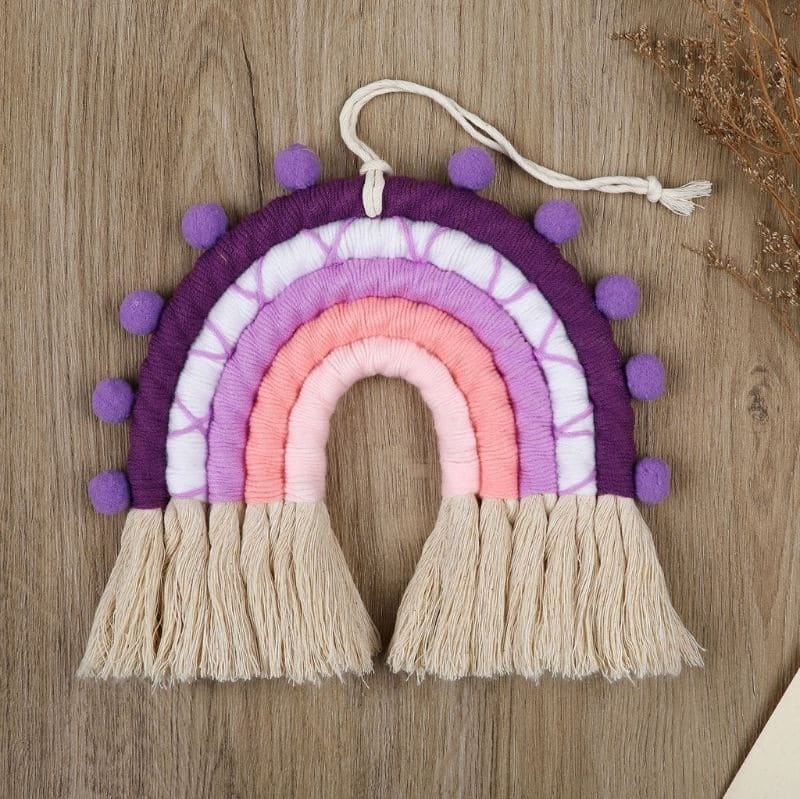 Small Macrame Rainbow | Handmade Boho Wall Decor - Purple