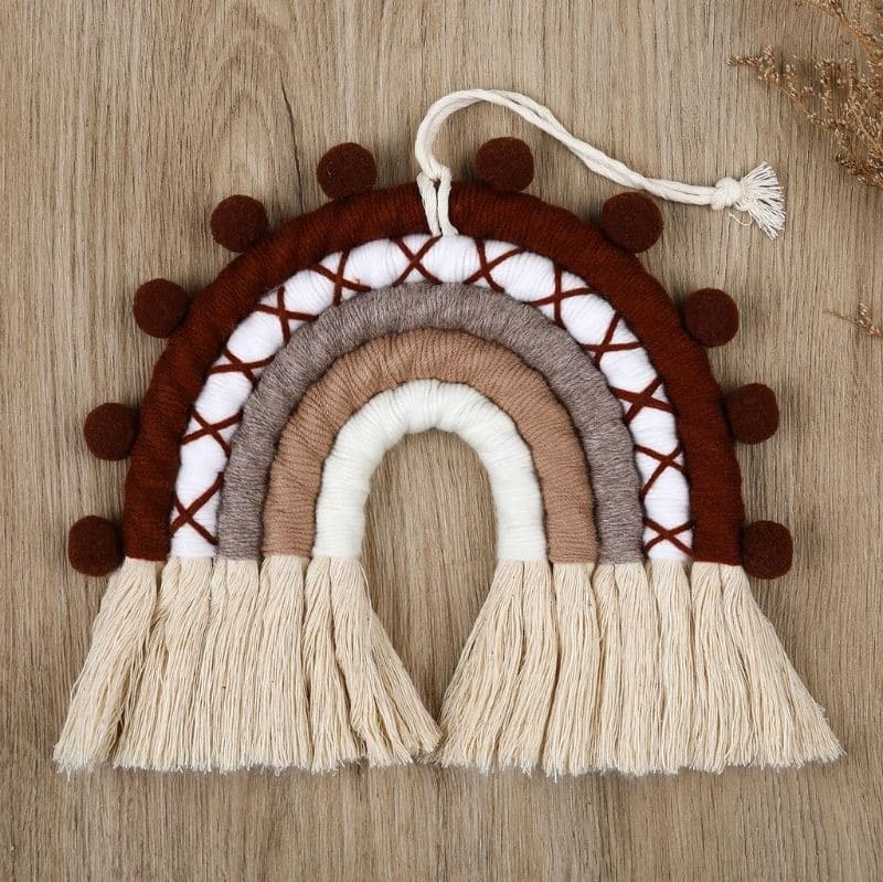 Small Macrame Rainbow | Handmade Boho Wall Decor - Burgundy