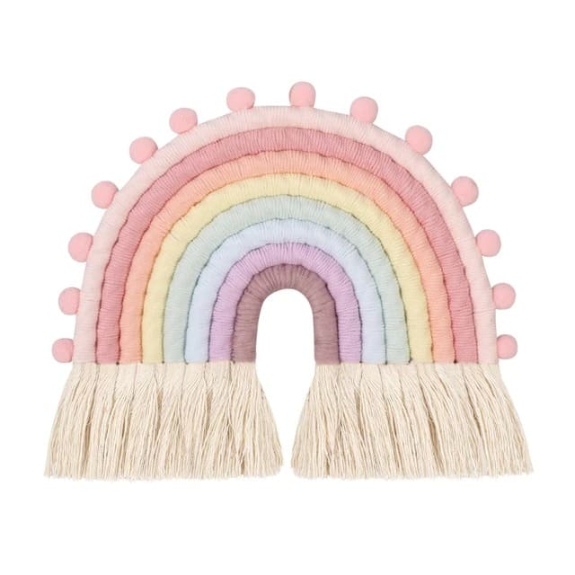Small Macrame Rainbow | Handmade Boho Wall Decor - Pastel Pink