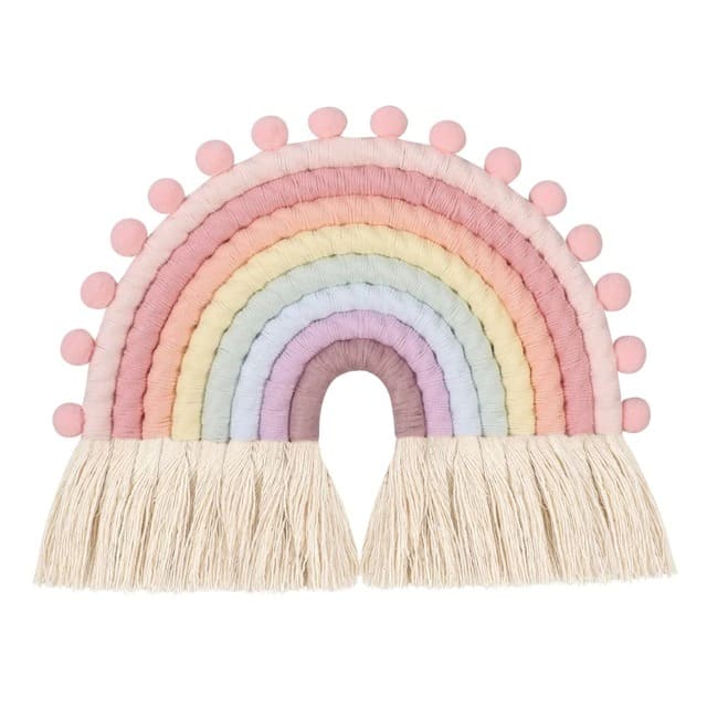 Small Macrame Rainbow | Handmade Boho Wall Decor - Pastel Pink