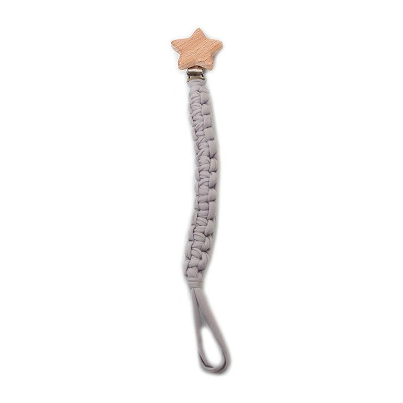 Attache sucette étoile macramé gris