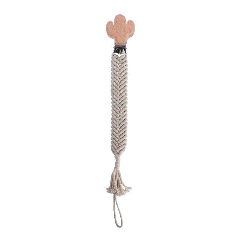 attache tétine en macramé cactus