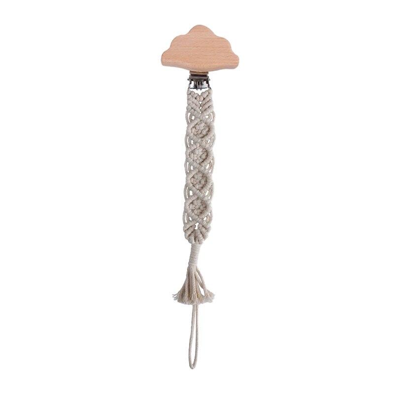 attache tétine en macramé nuage