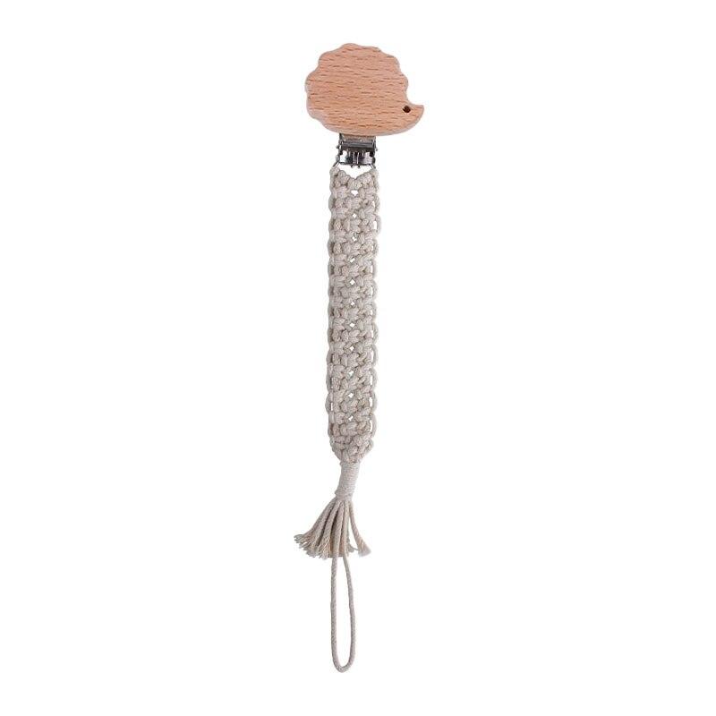 attache tétine en macramé hérisson
