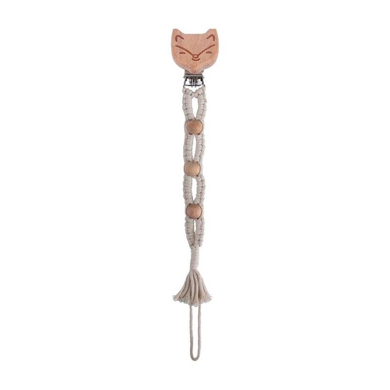 attache tétine en macramé chat