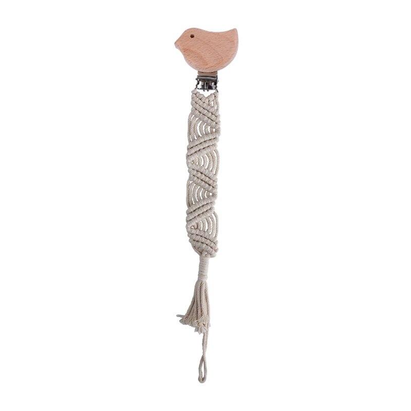 attache tétine en macramé oiseau