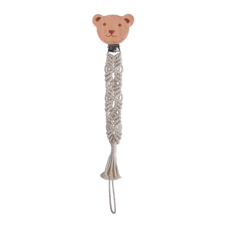attache tétine en macramé ourson