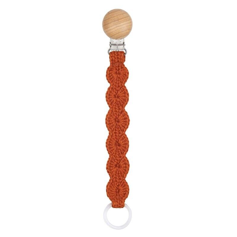 attache tétine ronde macramé terracotta