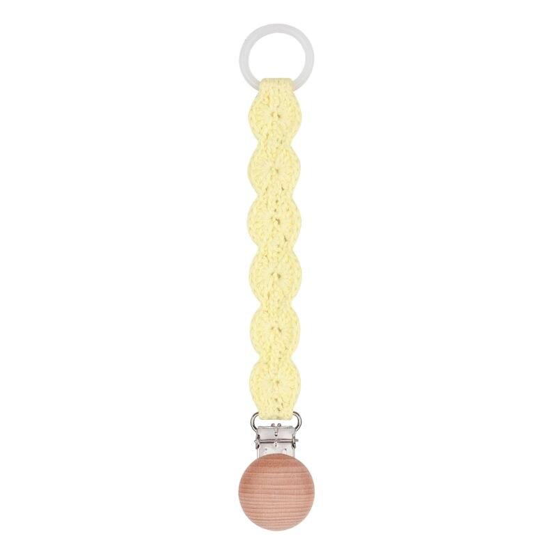 attache tétine ronde macramé jaune