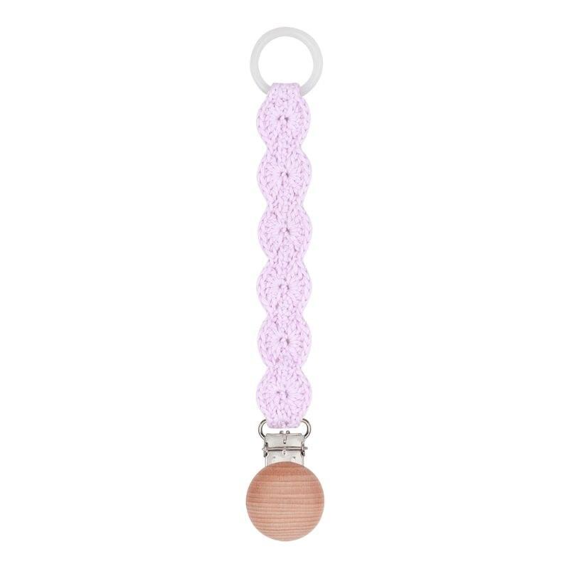 attache tétine ronde macramé violet