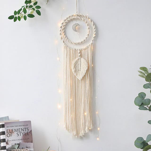 Attrape rêve feuille macramé