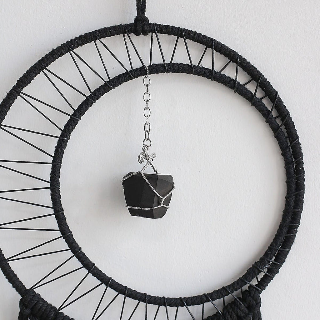 Attrape reve noir macramé