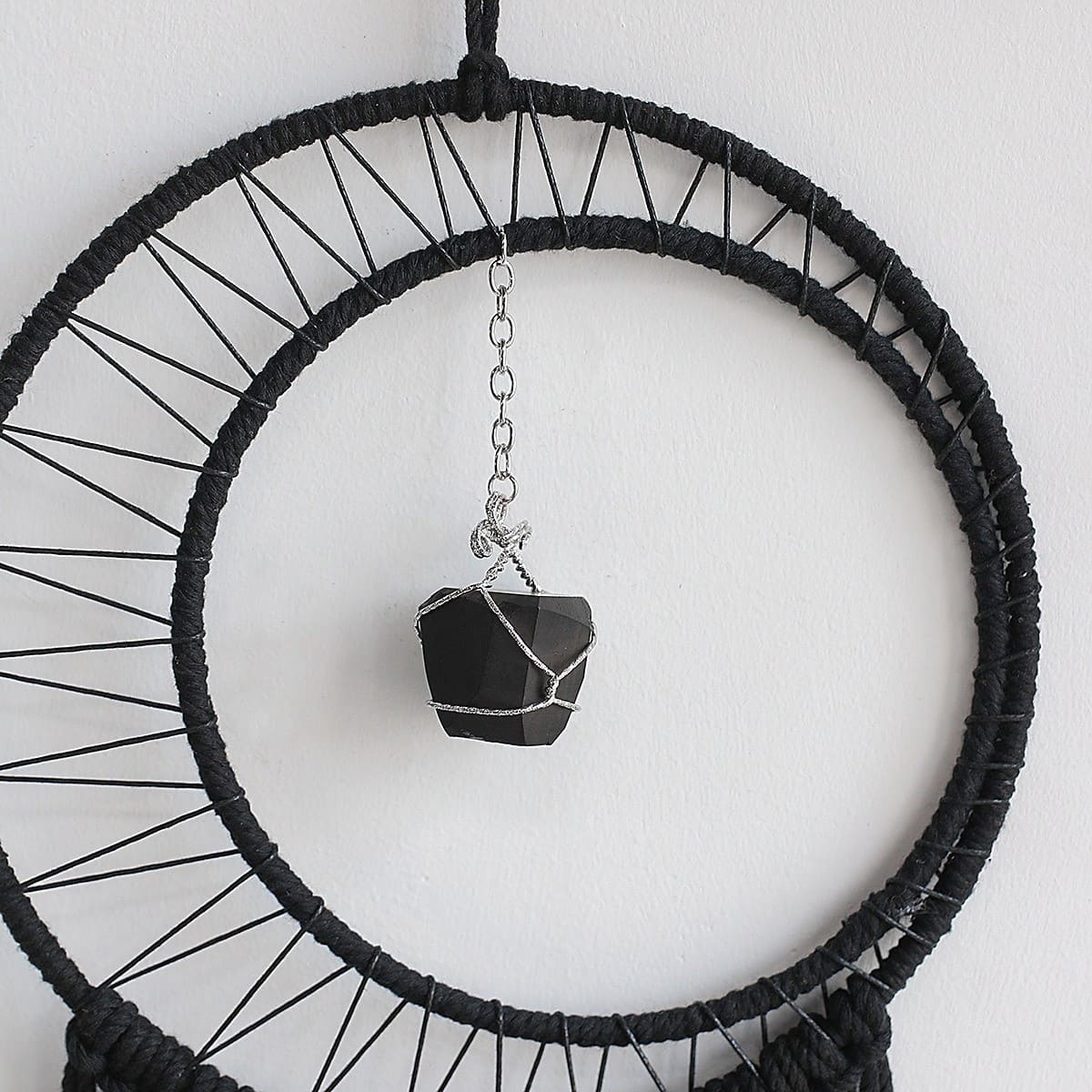 Attrape reve noir macramé