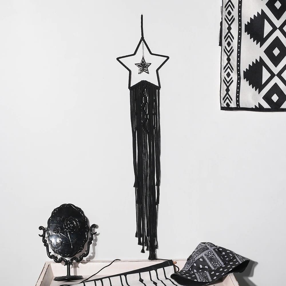 Attrape reve noir macramé