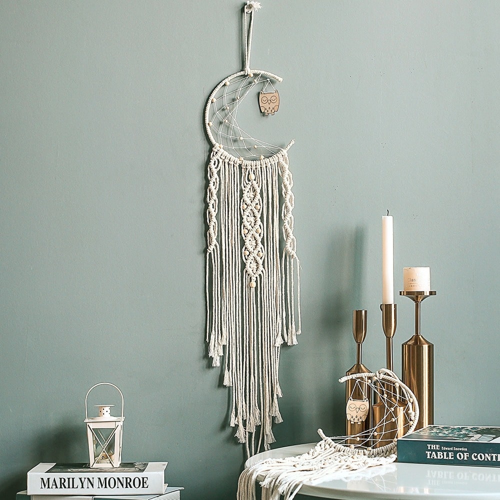 Attrape rêve croissant de lune macramé
