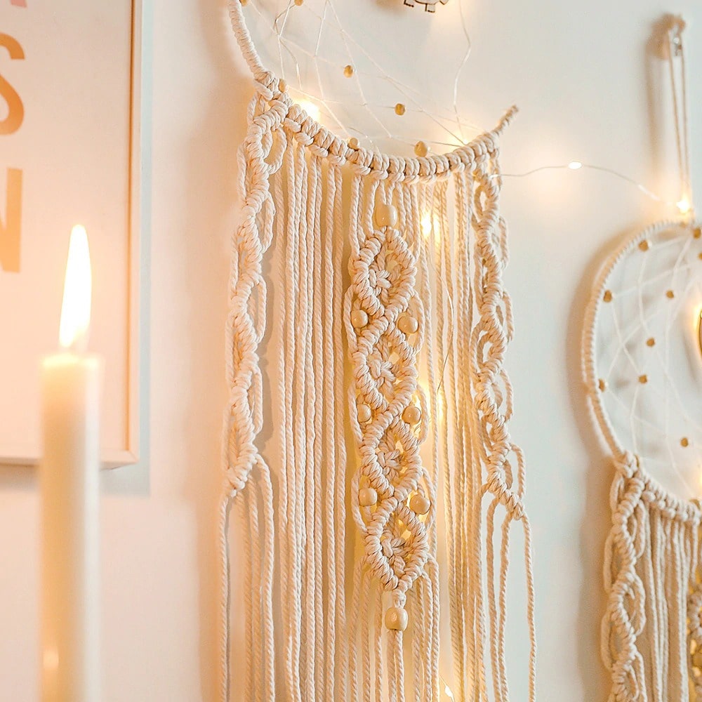 Attrape rêve croissant de lune macramé