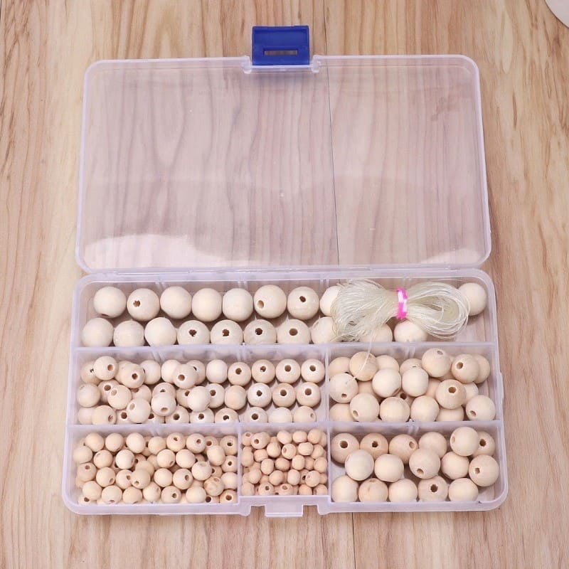 Boite de perles en bois macramé
