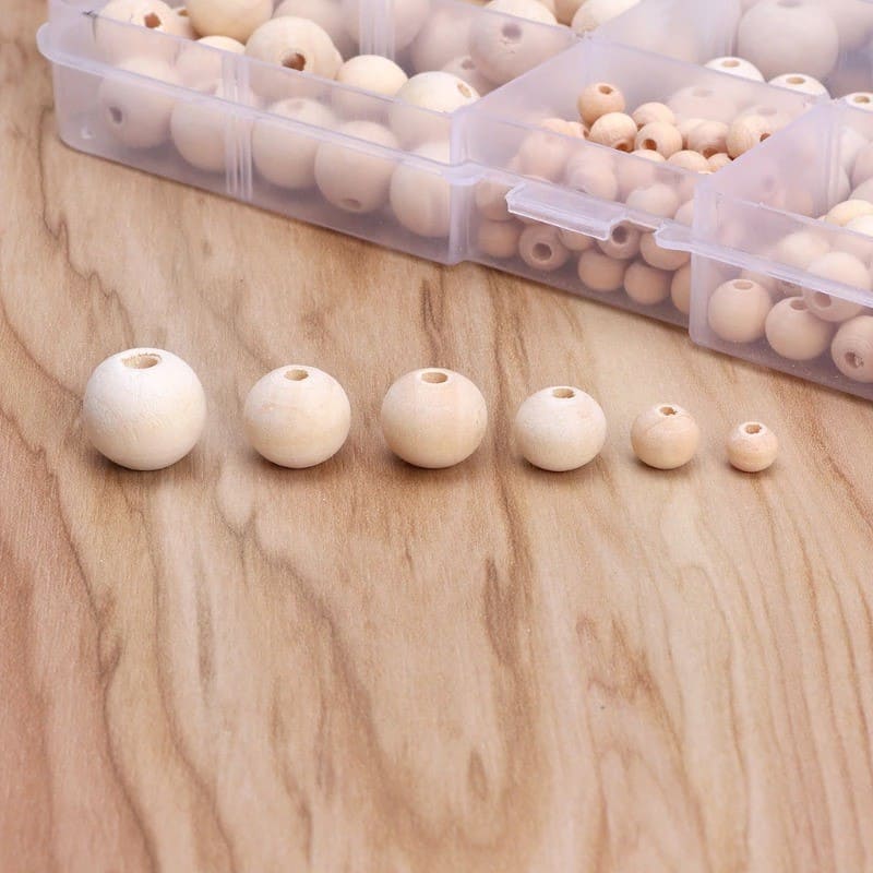 Boite de perles en bois macramé