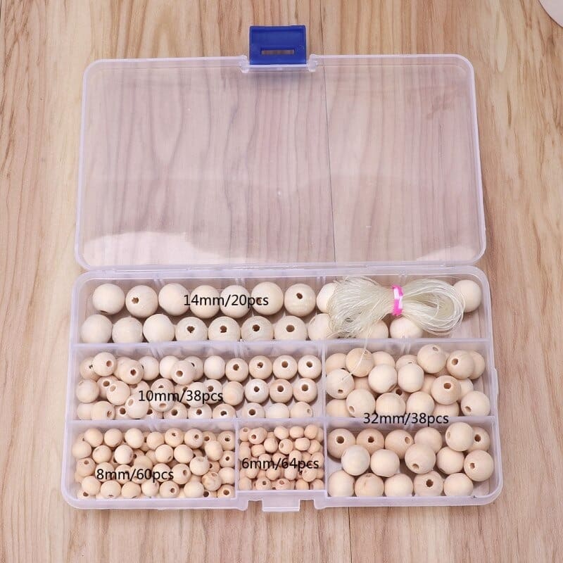 Boite de perles en bois macramé