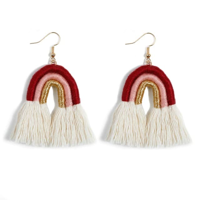 Boucle d'oreille arc en ciel macramé