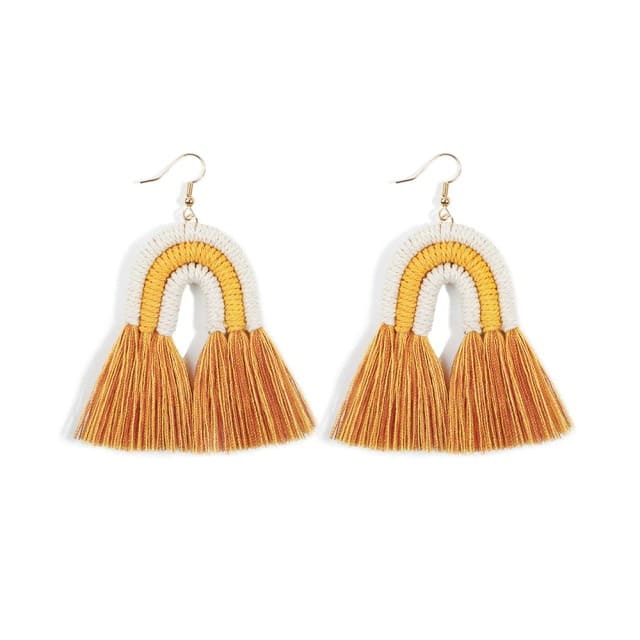 Boucle d'oreille arc en ciel macramé