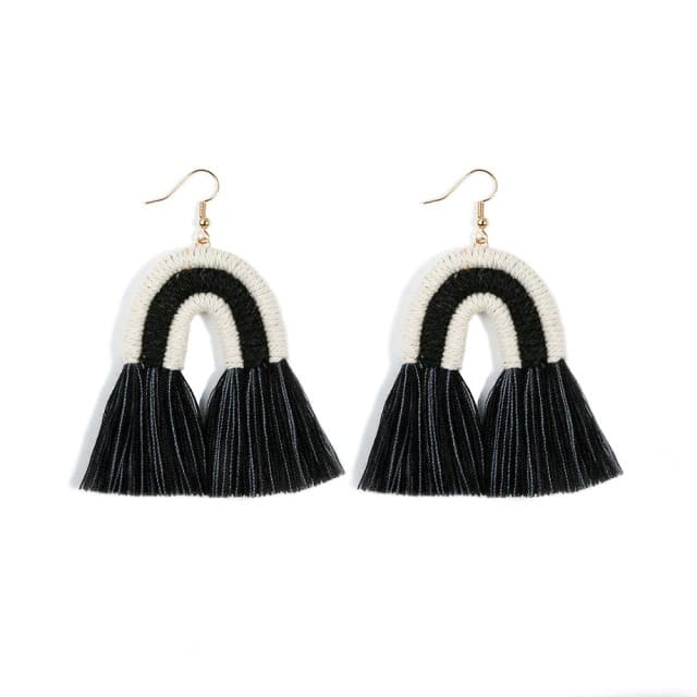 Boucle d'oreille arc en ciel macramé