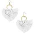 Boucle d'oreille coton macramé blanc