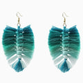 Boucle d'oreille macramé plume vert dégradé
