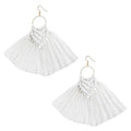 Boucle d'oreille pampille macramé blanc