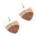 Boucle d'oreille feuille macramé marron