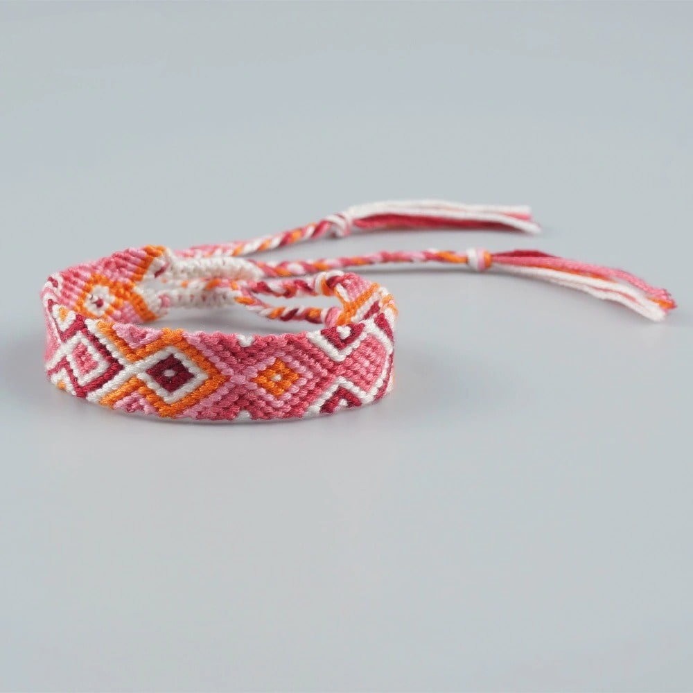 Bracelet brésilien macramé rose