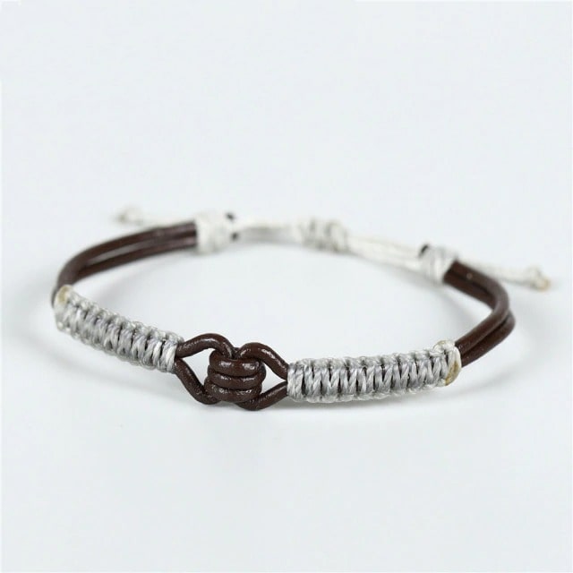Bracelet macramé pour homme gris