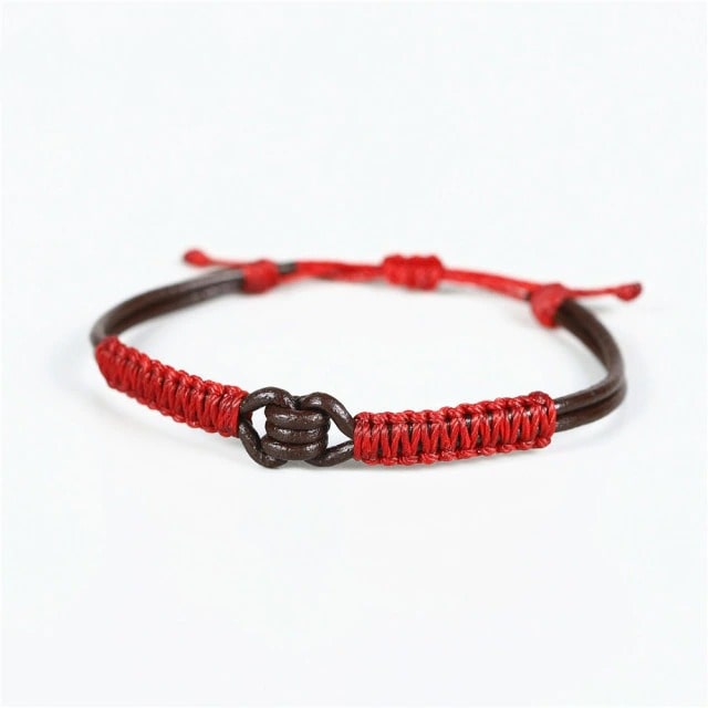 Bracelet macramé pour homme rouge