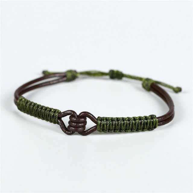 Bracelet macramé pour homme kaki