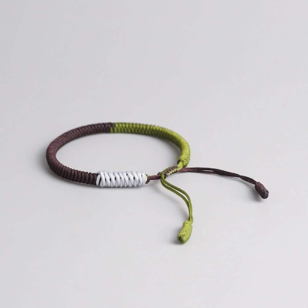 Bracelet tibétain macramé vert