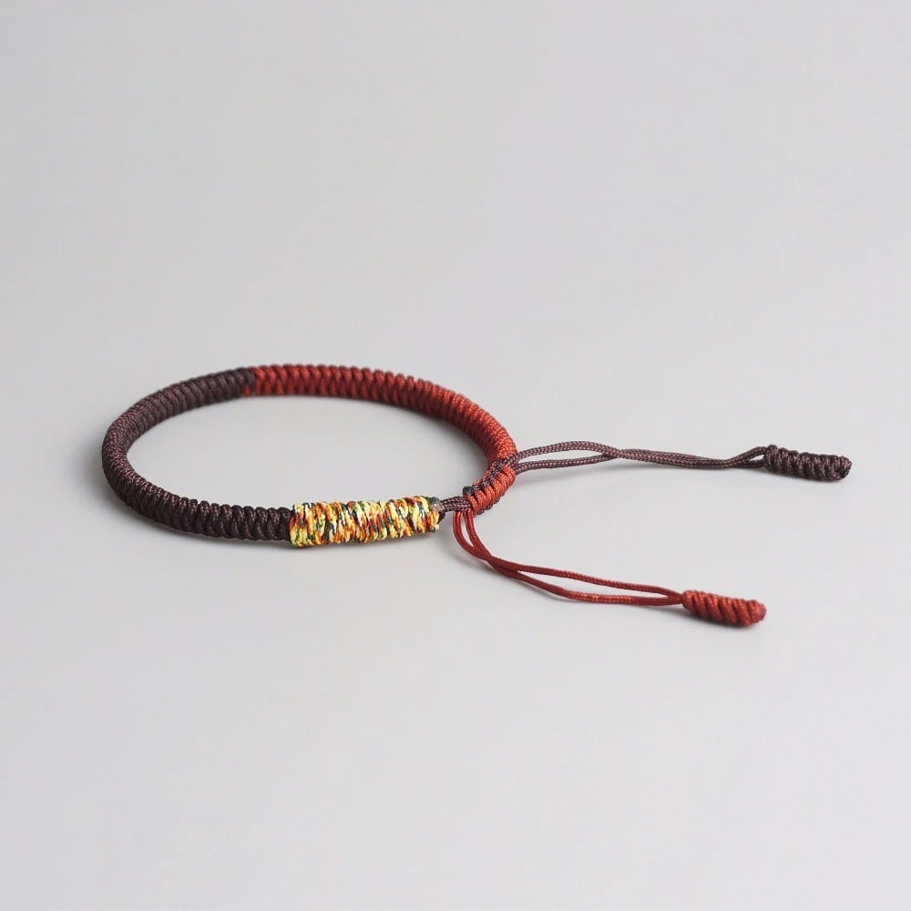 Bracelet tibétain macramé ocre