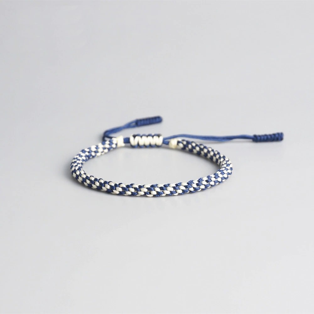 Bracelet tressé macramé bleu