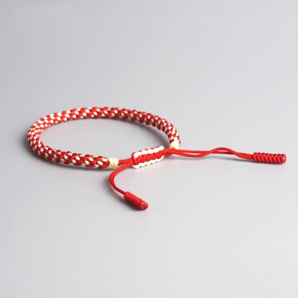 Bracelet tressé macramé rouge