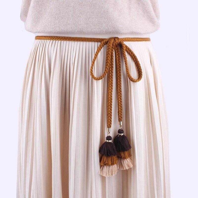Ceinture en macramé avec pampilles marron