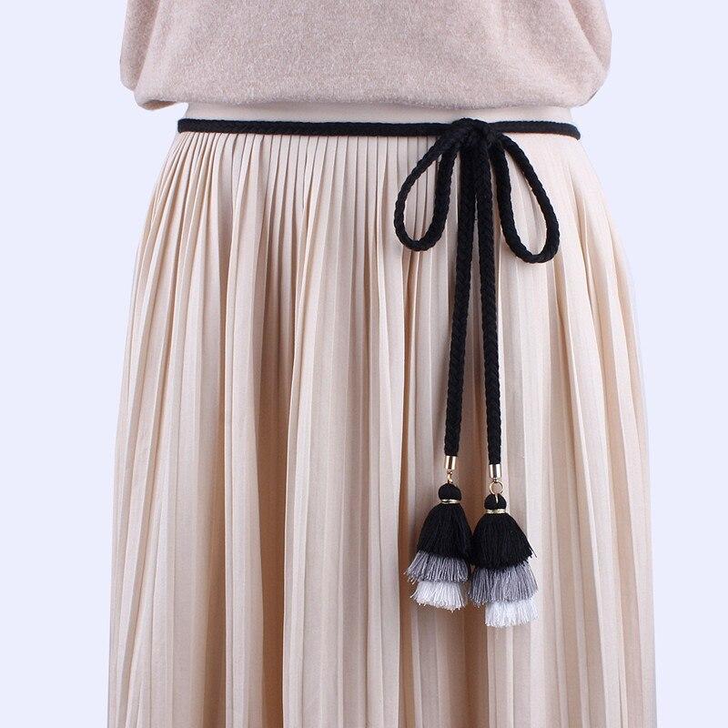 Ceinture macramé noire avec pampilles