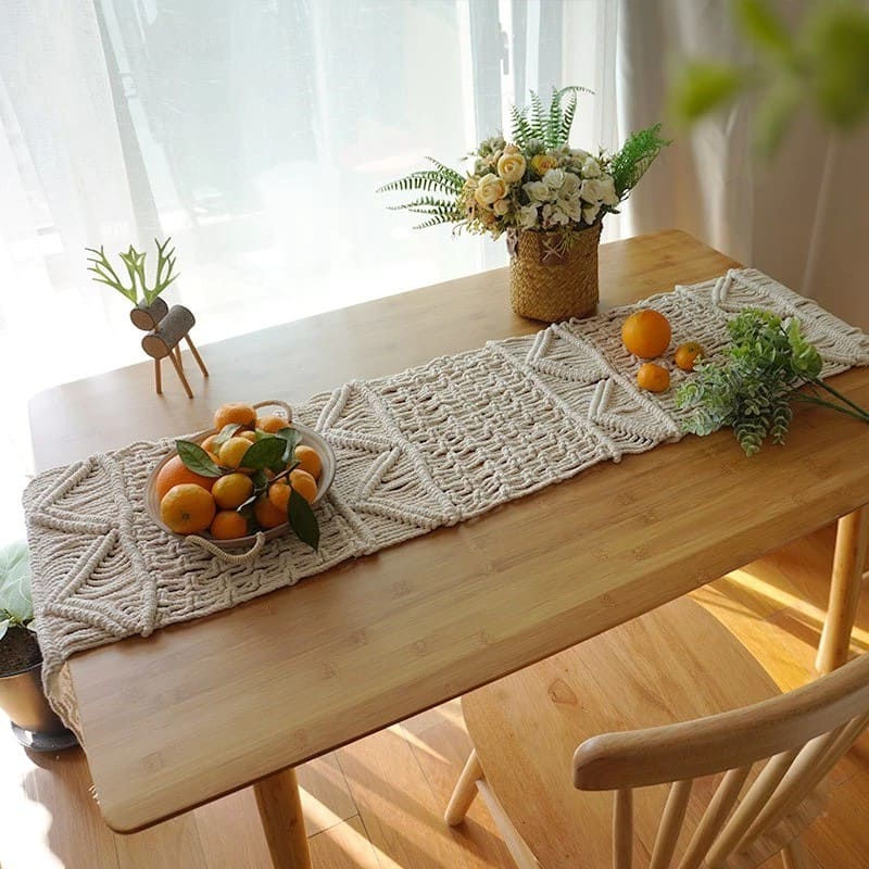 Chemin de table bohème macramé