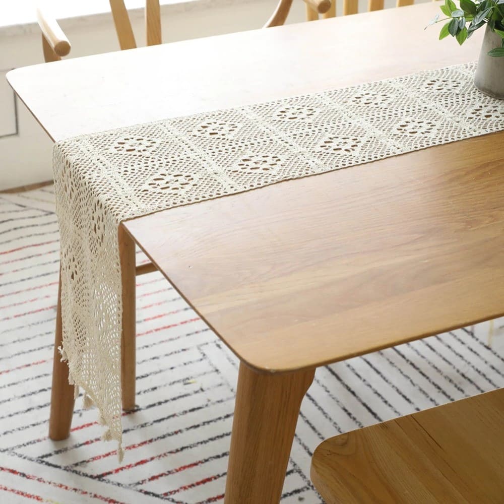 Chemin de table dentelle macramé
