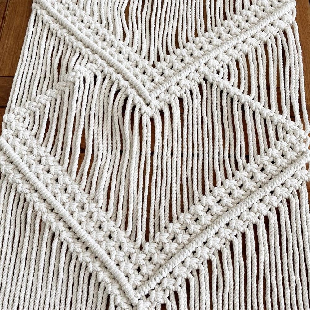 Chemin de table corde macramé beige