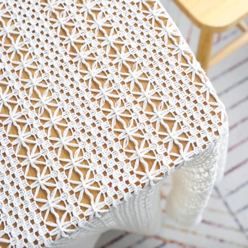 Chemin de table dentelle macramé blanc