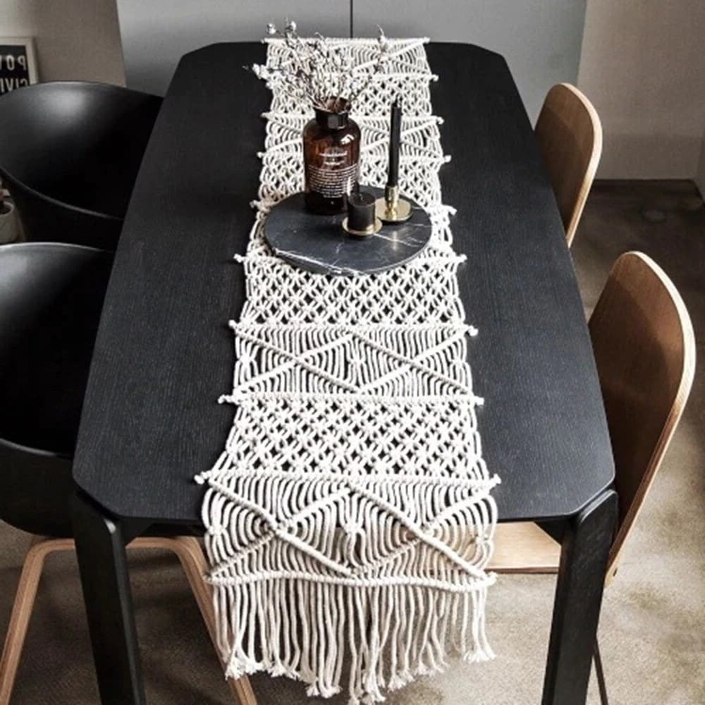 Chemin de table corde macramé mariage