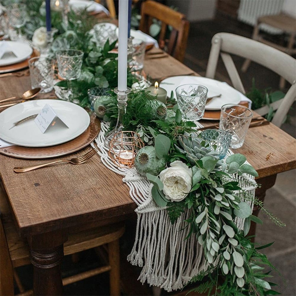 Chemin de table corde mariage bohème