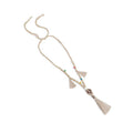 collier en macramé avec perles beige