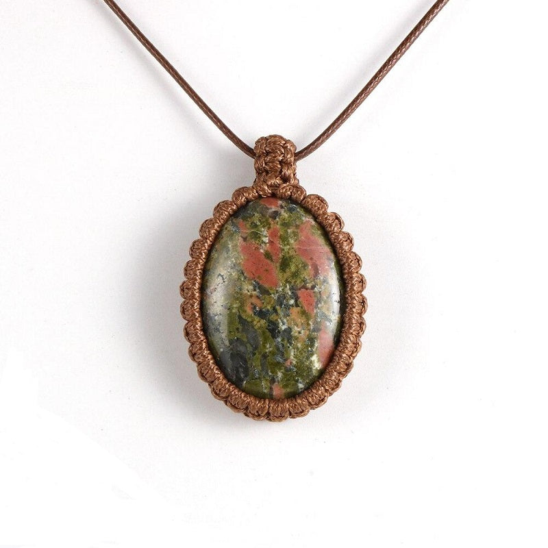 Collier macramé pierre verre